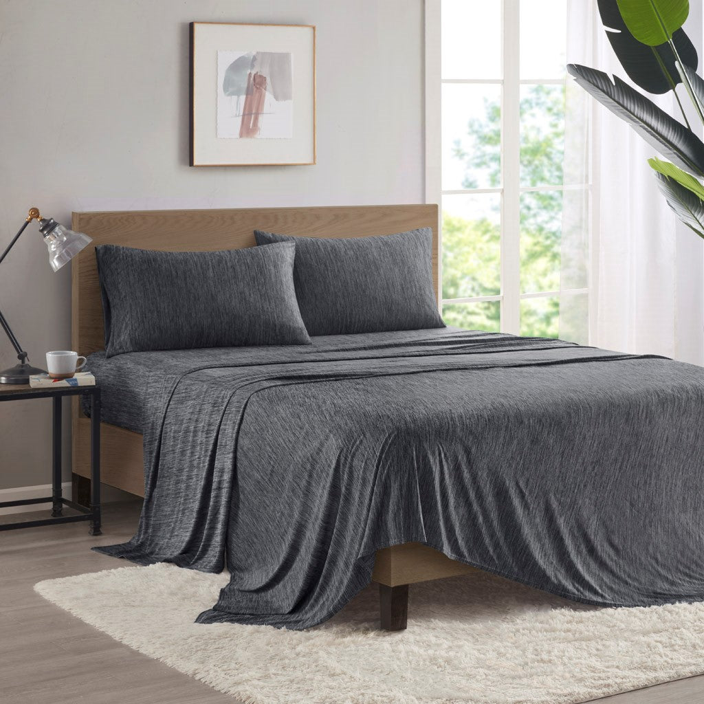 Urban Habitat Comfort Cool Jersey Knit Nylon Blend Sheet Set - Black  - King Size Shop Online & Save - ExpressHomeDirect.com