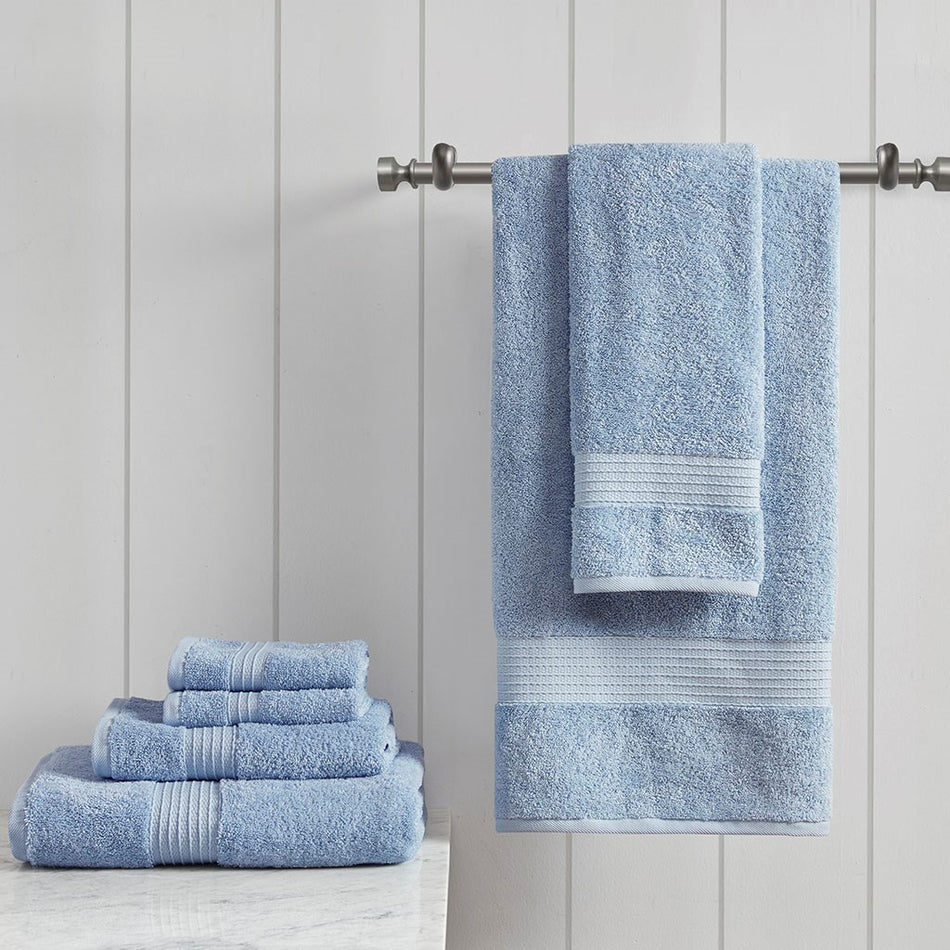Madison Park Organic 6 Piece Organic Cotton Towel Set - Blue 