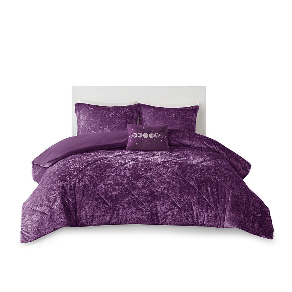 Felicia Velvet Duvet Cover Set - Purple - King Size / Cal King Size