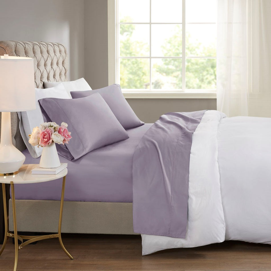 Beautyrest 600 Thread Count Cooling Cotton Blend 4 PC Sheet Set - Purple - Queen Size