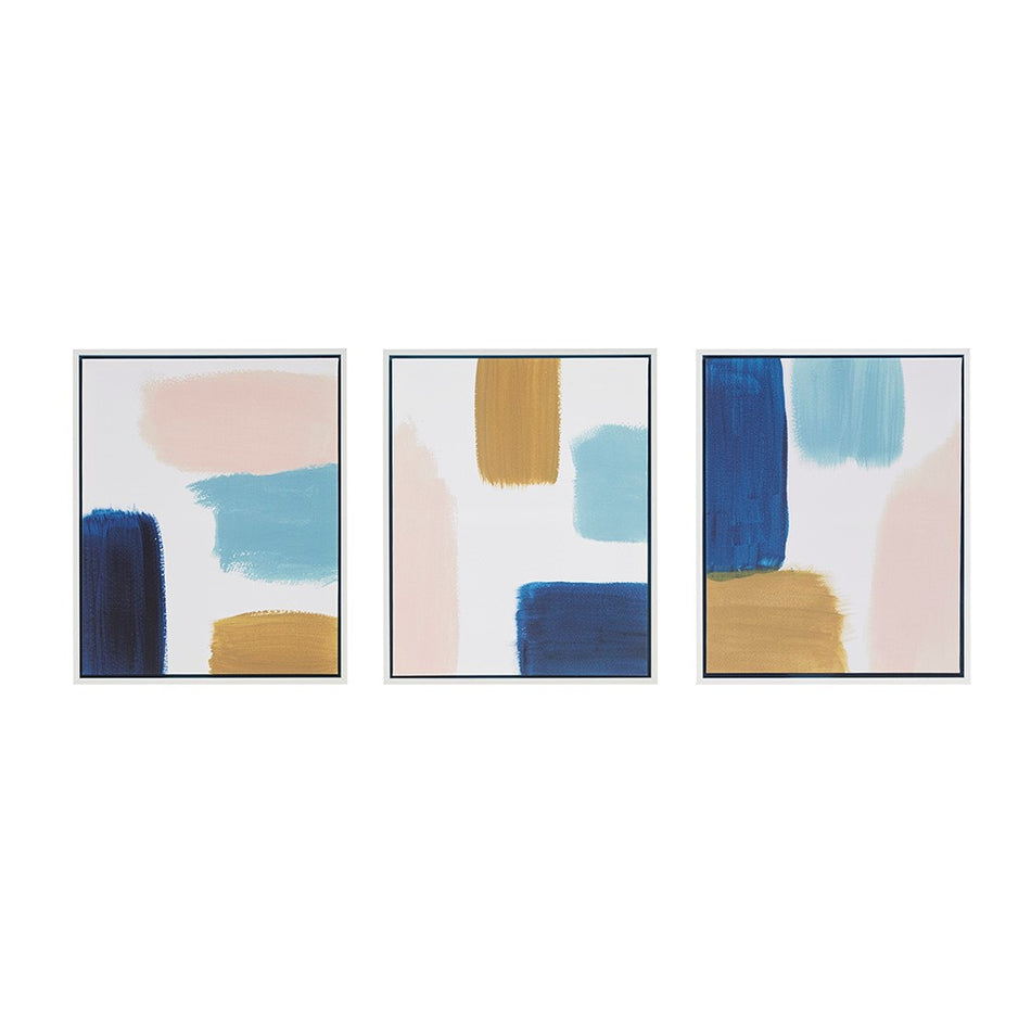 Wandering Strokes Abstract Framed Canvas 3 Piece Set - Multicolor