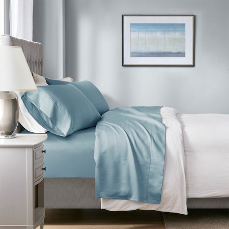 Beautyrest 1000 Thread Count HeiQ Smart Temperature Cotton Blend 4 PC Sheet Set - Blue - Cal King Size