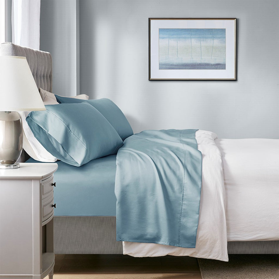 Beautyrest 1000 Thread Count HeiQ Smart Temperature Cotton Blend 4 PC Sheet Set - Blue - Queen Size