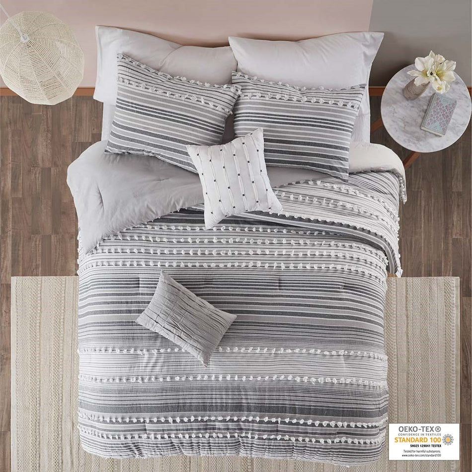 Urban Habitat Calum Cotton Comforter Set - Grey  - King Size / Cal King Size Shop Online & Save - ExpressHomeDirect.com