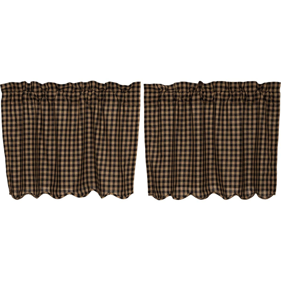 Mayflower Market Black Check Scalloped Tier Set of 2 L24xW36 By VHC Brands