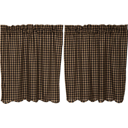 Mayflower Market Black Check Scalloped Tier Set of 2 L36xW36 By VHC Brands