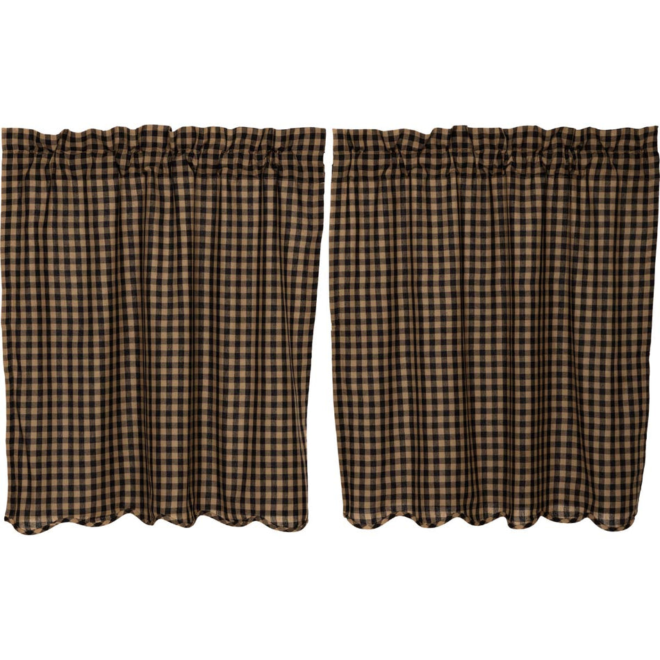Mayflower Market Black Check Scalloped Tier Set of 2 L36xW36 By VHC Brands