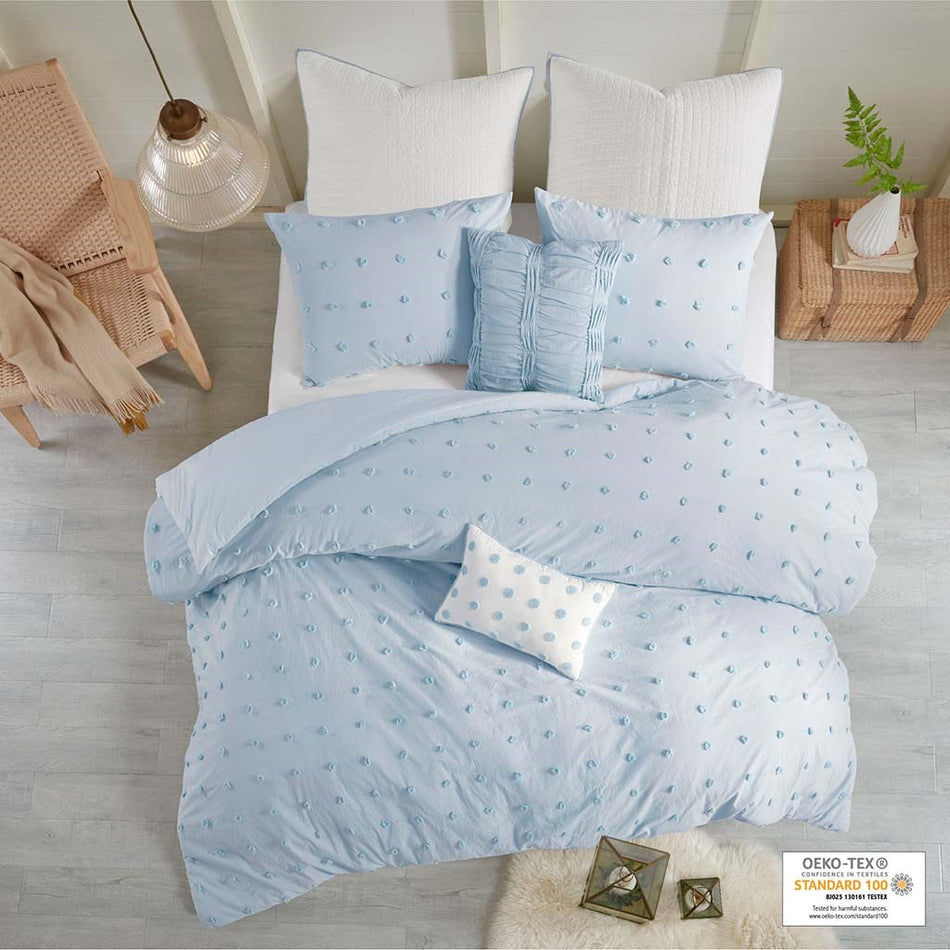 Urban Habitat Brooklyn Cotton Jacquard Duvet Cover Set - Blue - Twin Size / Twin XL Size