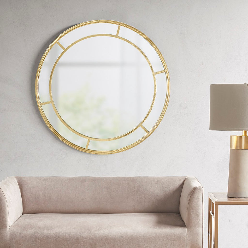 Martha Stewart Katonah Round Framed Decor Wall Mirror - Gold 