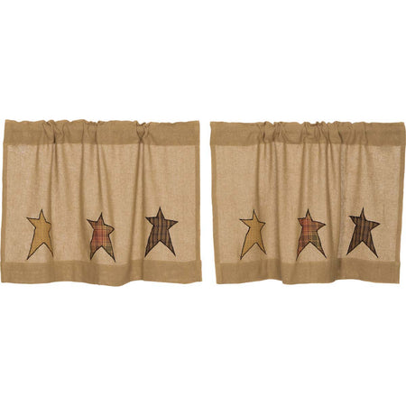 Mayflower Market Stratton Burlap Applique Star Tier Set of 2 L24xW36 By VHC Brands