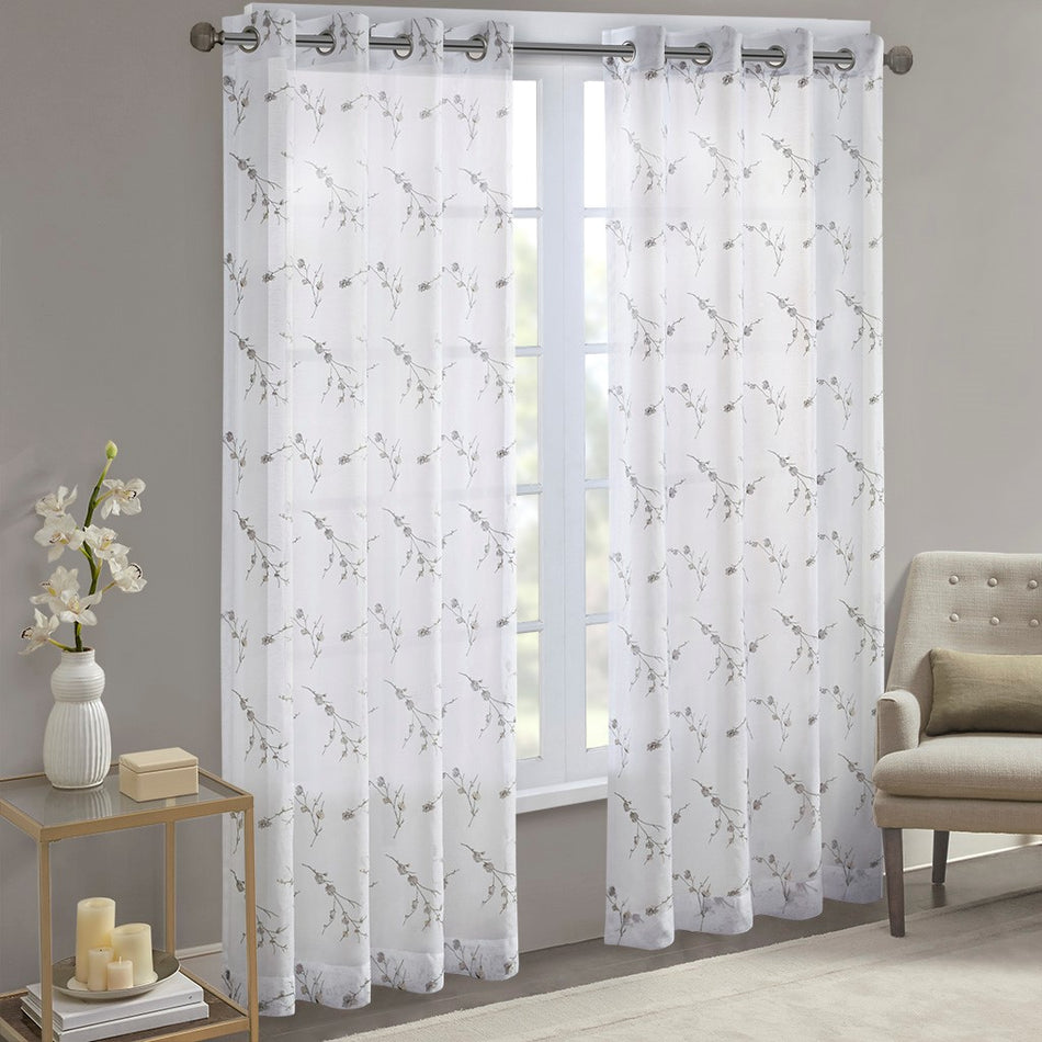 Meredith Floral Embroidered Sheer - Natural - 50x95"