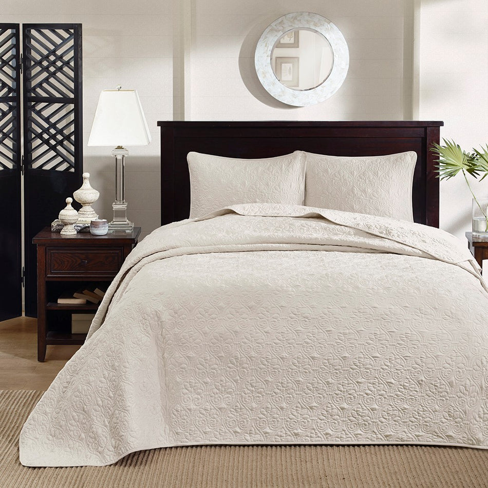 Quebec Reversible Bedspread Set - Cream - King Size