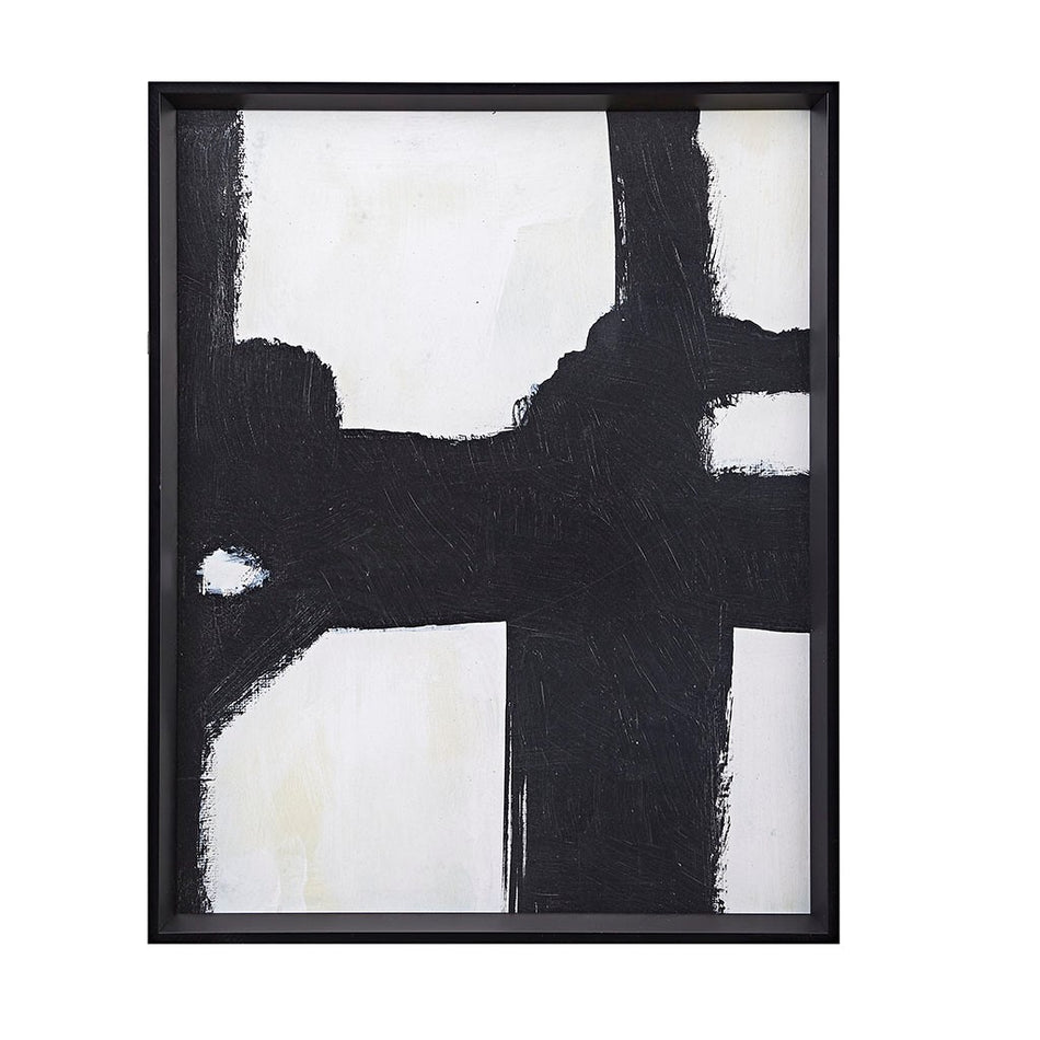 Directional Ebony Framed Canvas - Black / White