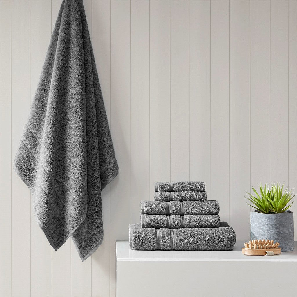 510 Design Aegean 100% Turkish Cotton 6 Piece Towel Set - Charcoal 