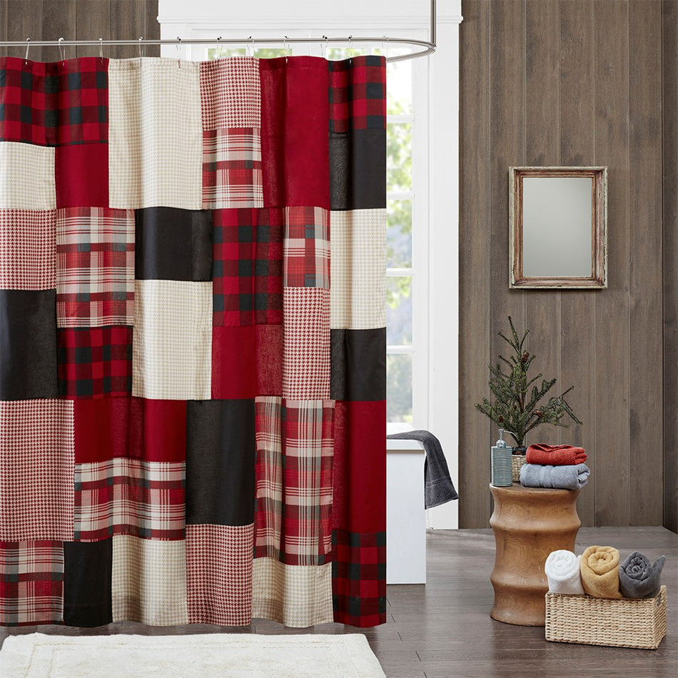 Woolrich Sunset 100% Cotton Shower Curtain - Red - 72x72"