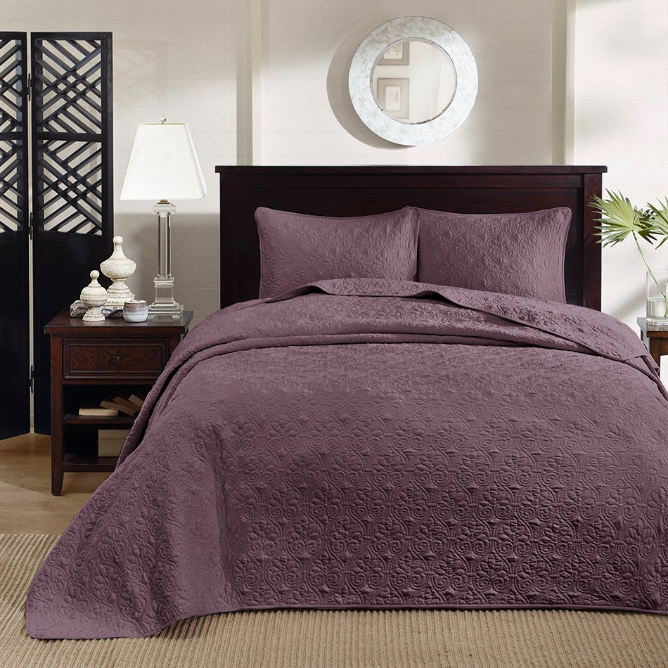 Quebec Reversible Bedspread Set - Purple - King Size