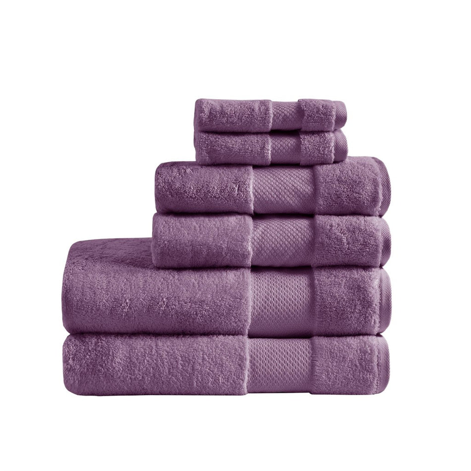 Turkish Cotton 6 Piece Bath Towel Set - Purple