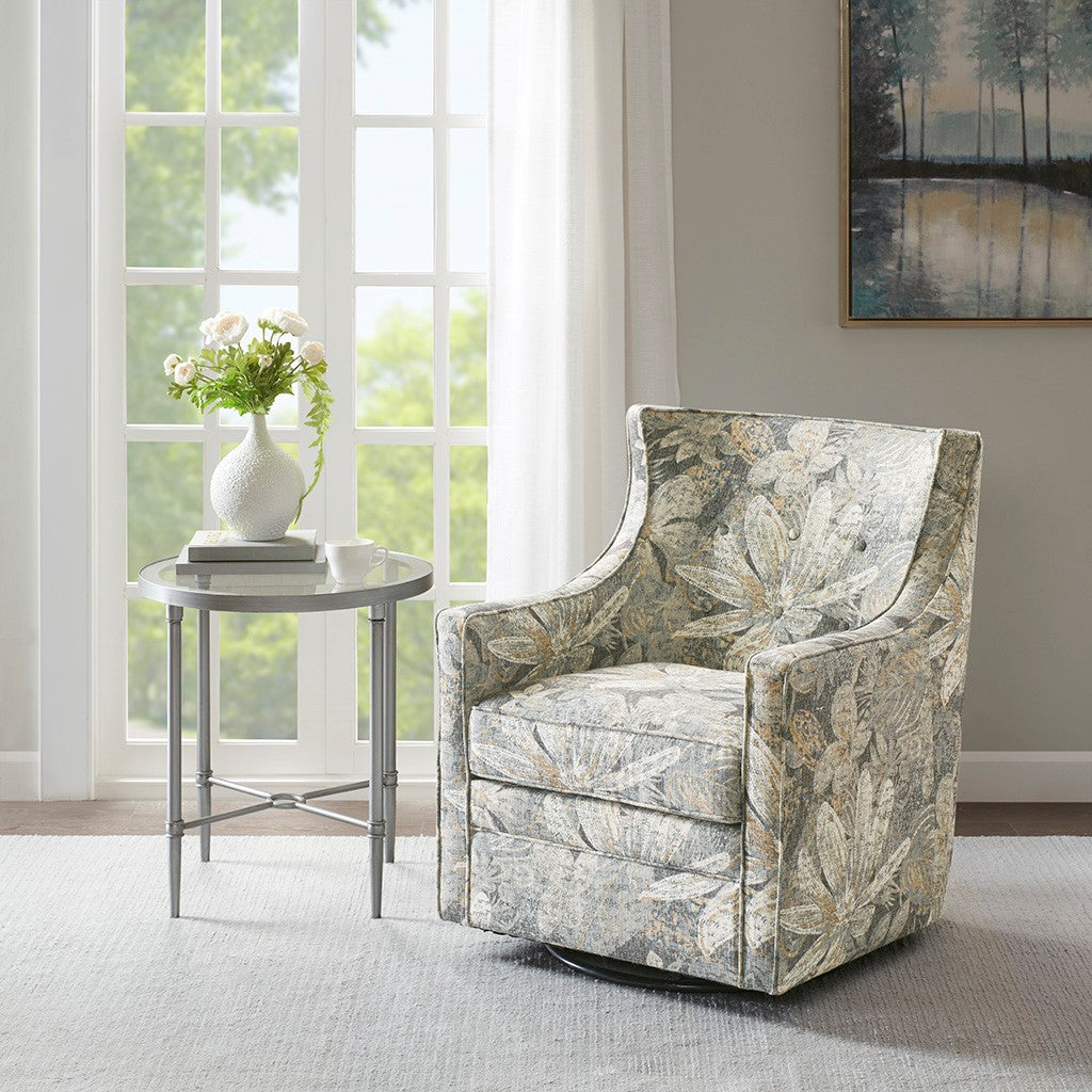 Madison Park Alana Curve Back Swivel Glider Chair - Blue Multi 