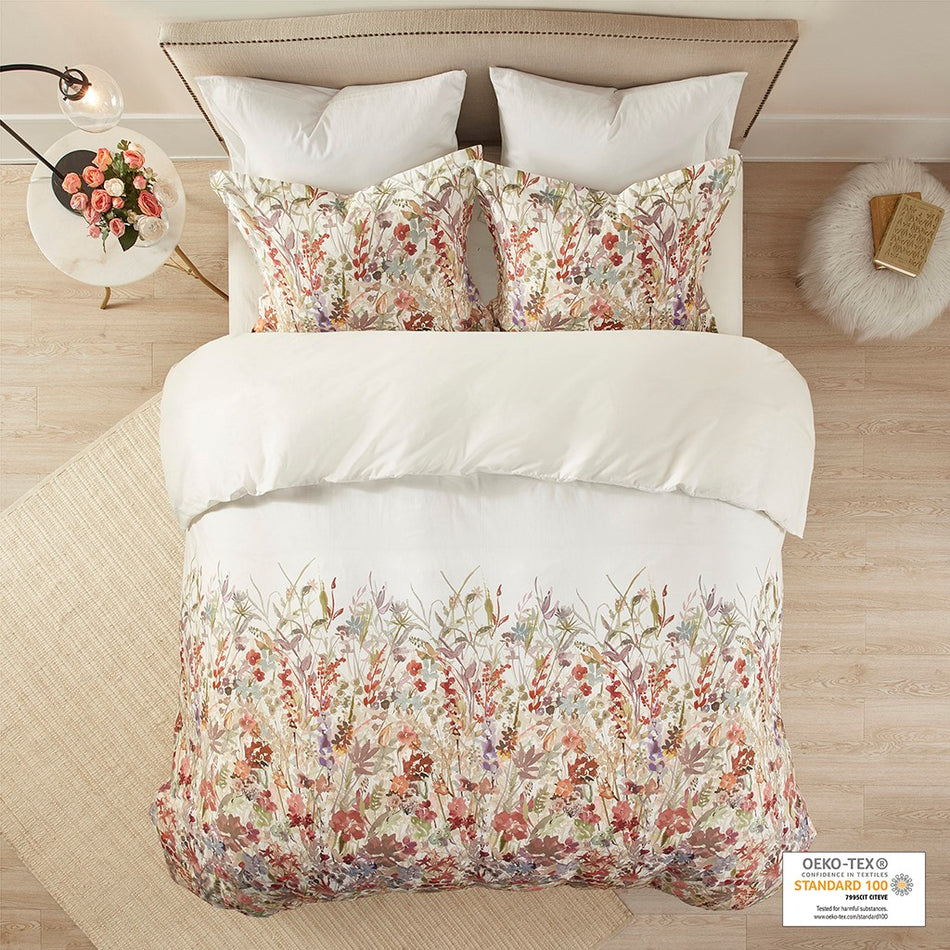 Madison Park Mariana 3 Piece Cotton Printed Duvet Cover Set - Multicolor - Full Size / Queen Size