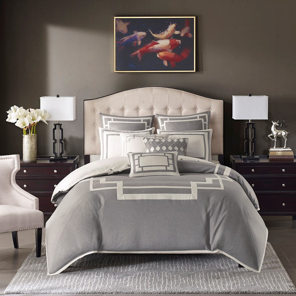 Savoy Comforter Set - Grey - Queen Size