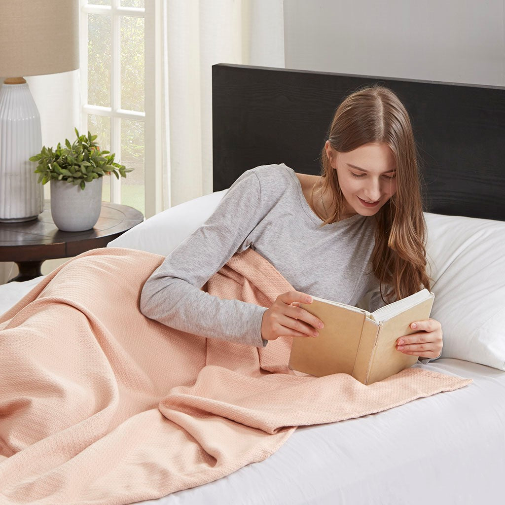 Madison Park Liquid Cotton Blanket - Blush - Full Size / Queen Size