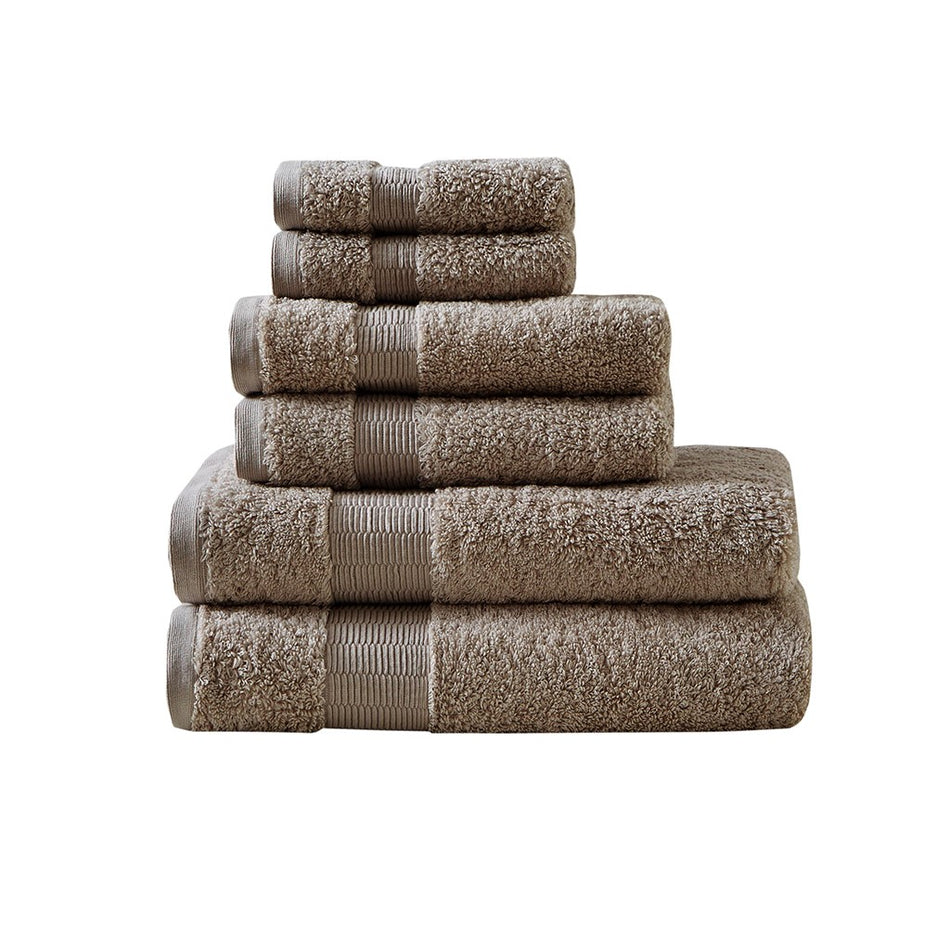 Luce 100% Egyptian Cotton 6 Piece Towel Set - Taupe
