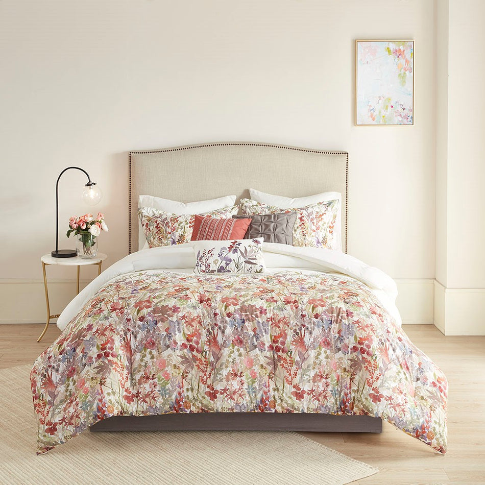 Mariana 7 Piece Cotton Printed Comforter Set - Multicolor - Queen Size