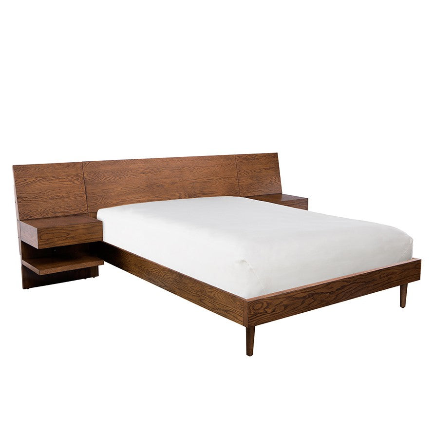 Clark Bed with 2 Nightstands - Pecan - Queen Size