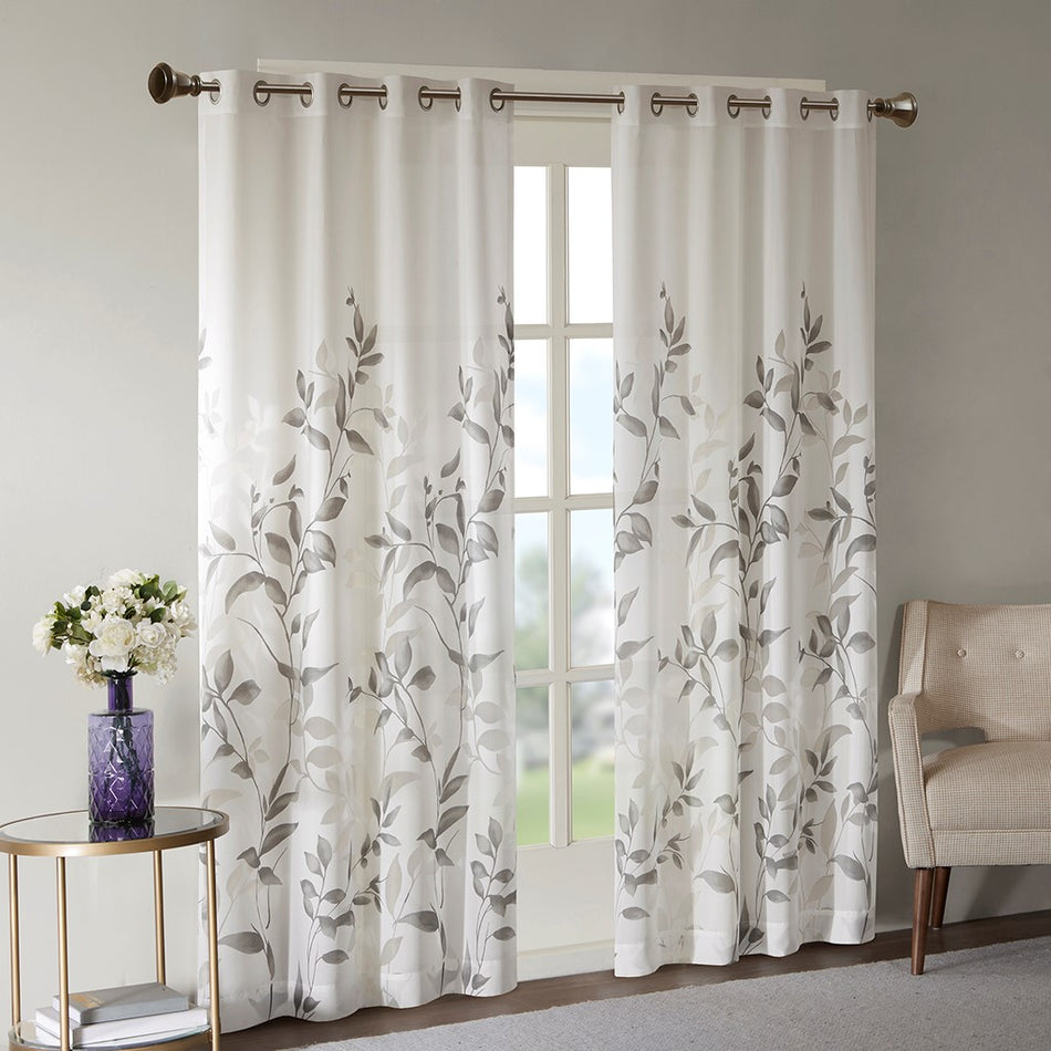 Cecily Burnout Printed Window Panel - Grey - 84" Panel