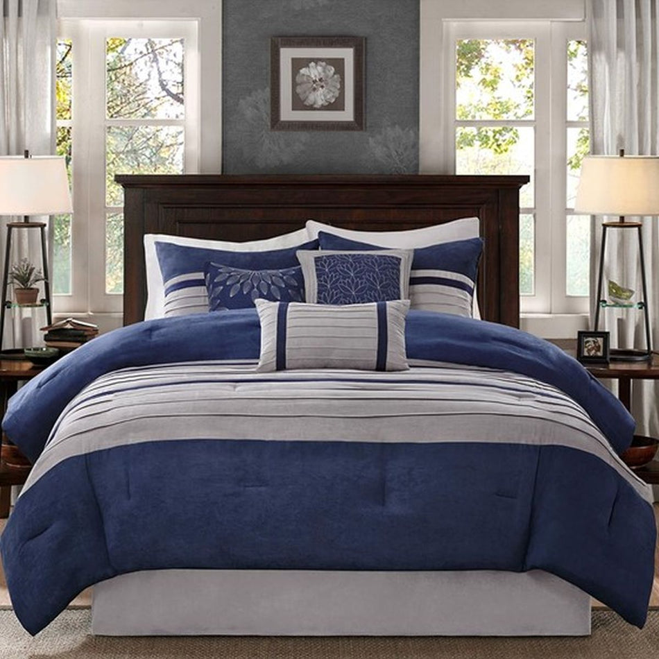 Palmer 7 Piece Comforter Set - Blue - King Size