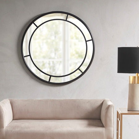Martha Stewart Katonah Round Framed Decor Wall Mirror - Black 