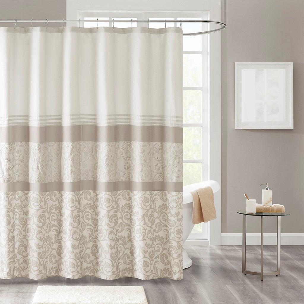 510 Design Ramsey Printed and Embroidered Shower Curtain - Neutral - 72x72"