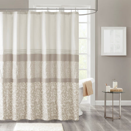 510 Design Ramsey Printed and Embroidered Shower Curtain - Neutral - 72x72"