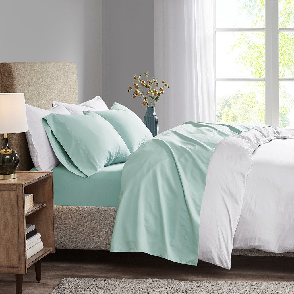 Madison Park 3M Microcell All Season Lightweight Sheet Set - Seafoam - Full Size