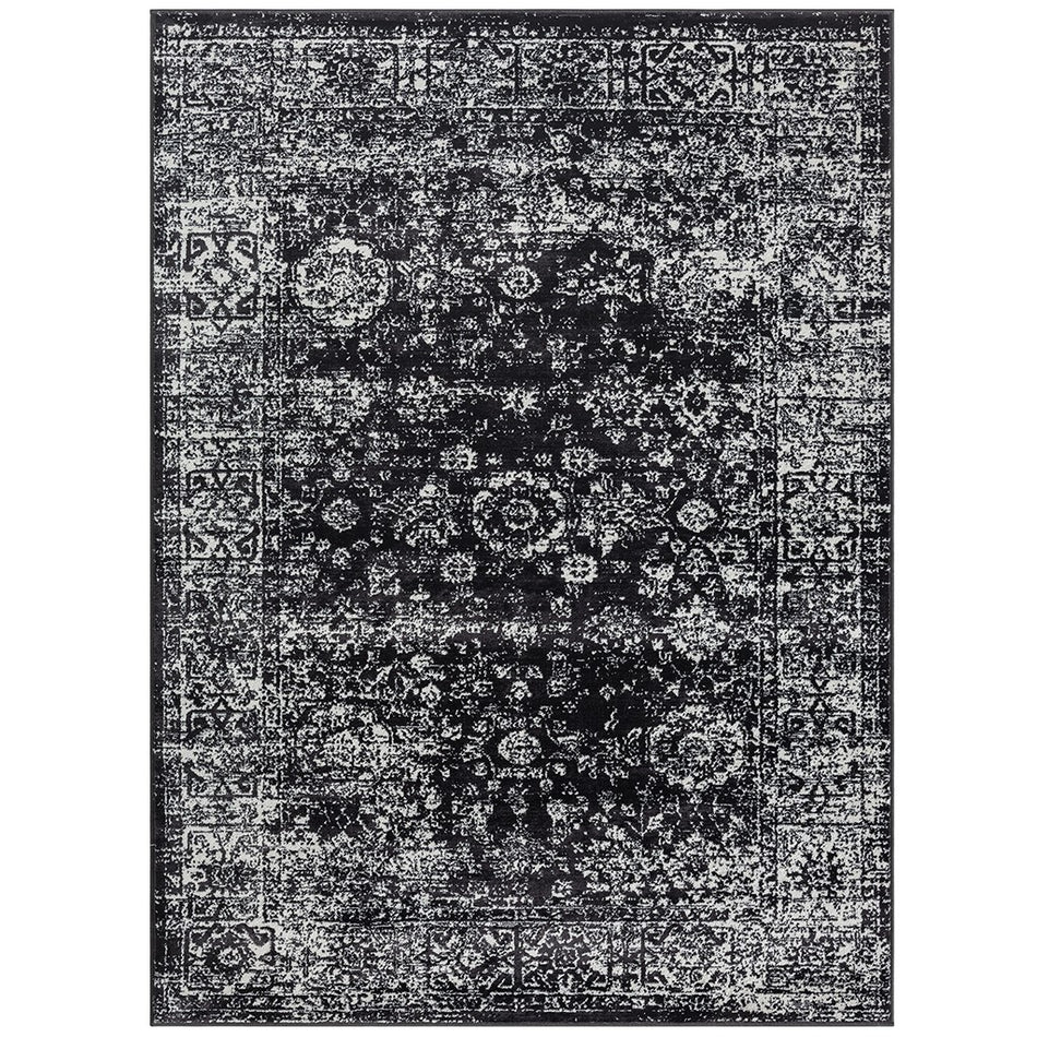 Chadwick Distressed Vintage Persian Woven Area Rug - Black / Cream - 6x9'