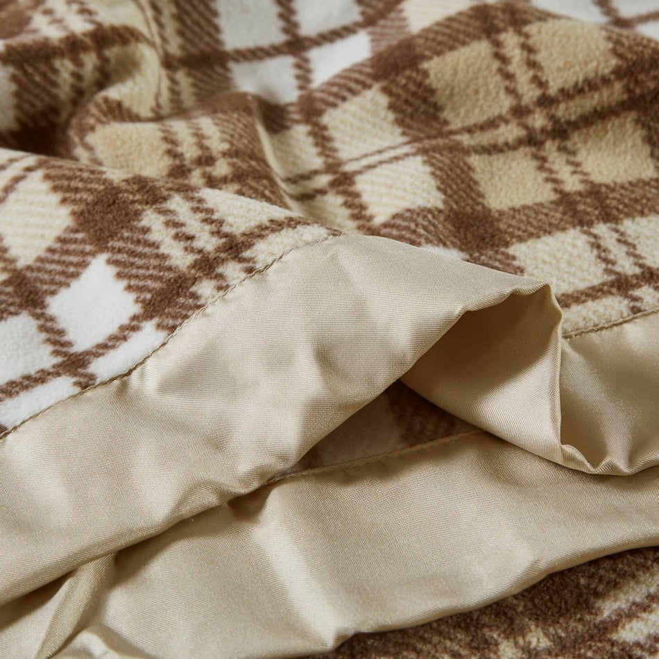 Micro Fleece Blanket - Tan Plaid - Full Size / Queen Size