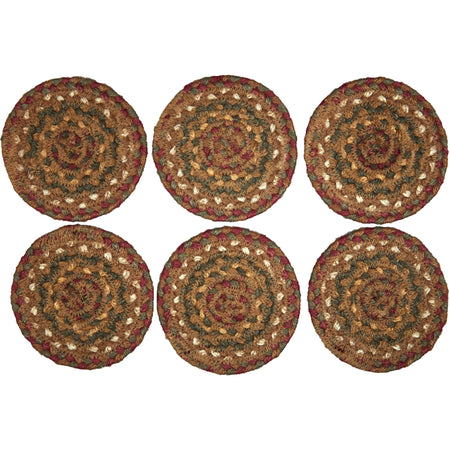 Oak & Asher Tea Cabin Jute Coaster Set of 6 By VHC Brands