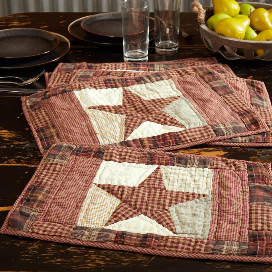 Mayflower Market Abilene Star Quilted Placemat Set of 6 12x18 By VHC Brands