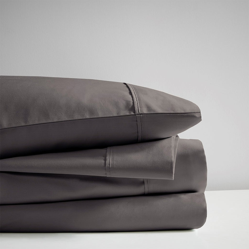 600 Thread Count Cooling Cotton Blend 4 PC Sheet Set - Charcoal - Full Size