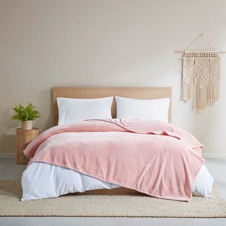 Clean Spaces Antimicrobial Plush Blanket - Blush - King Size