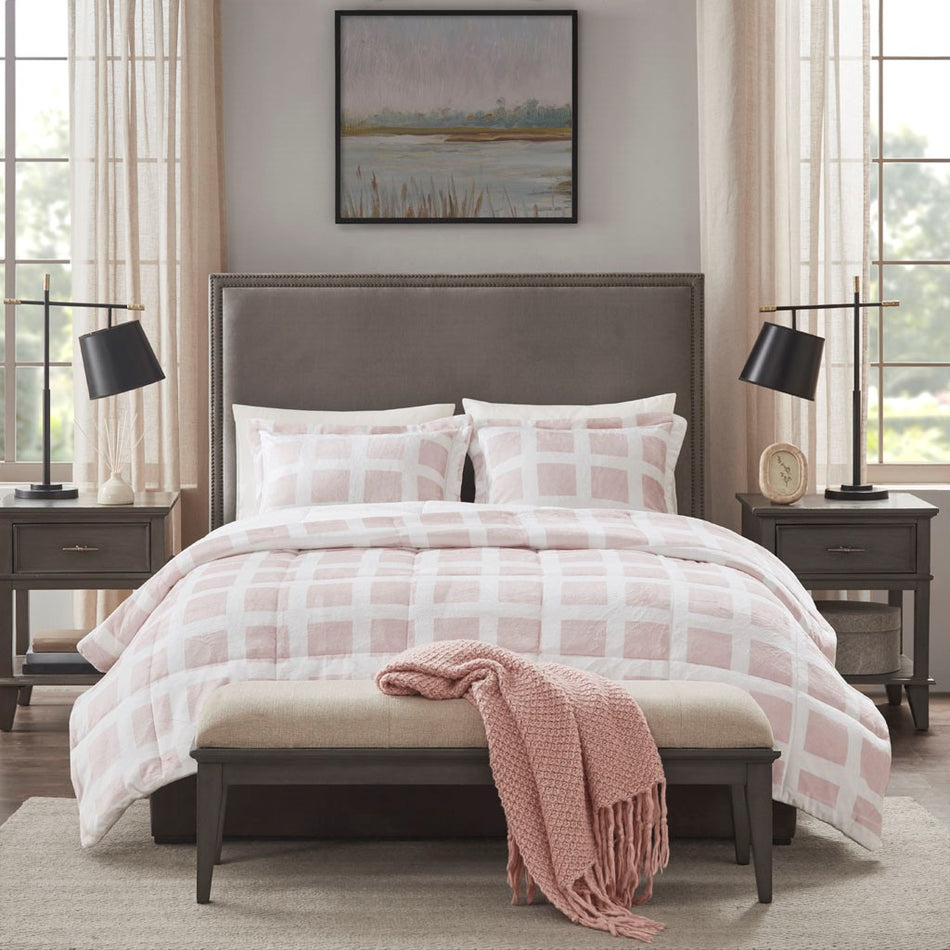 Mae Plush Comforter Set - Blush - King Size