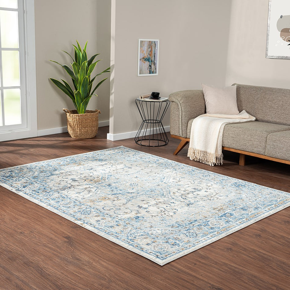 Madison Park Frances Medallion Woven Area Rug - Blue - 8x10'