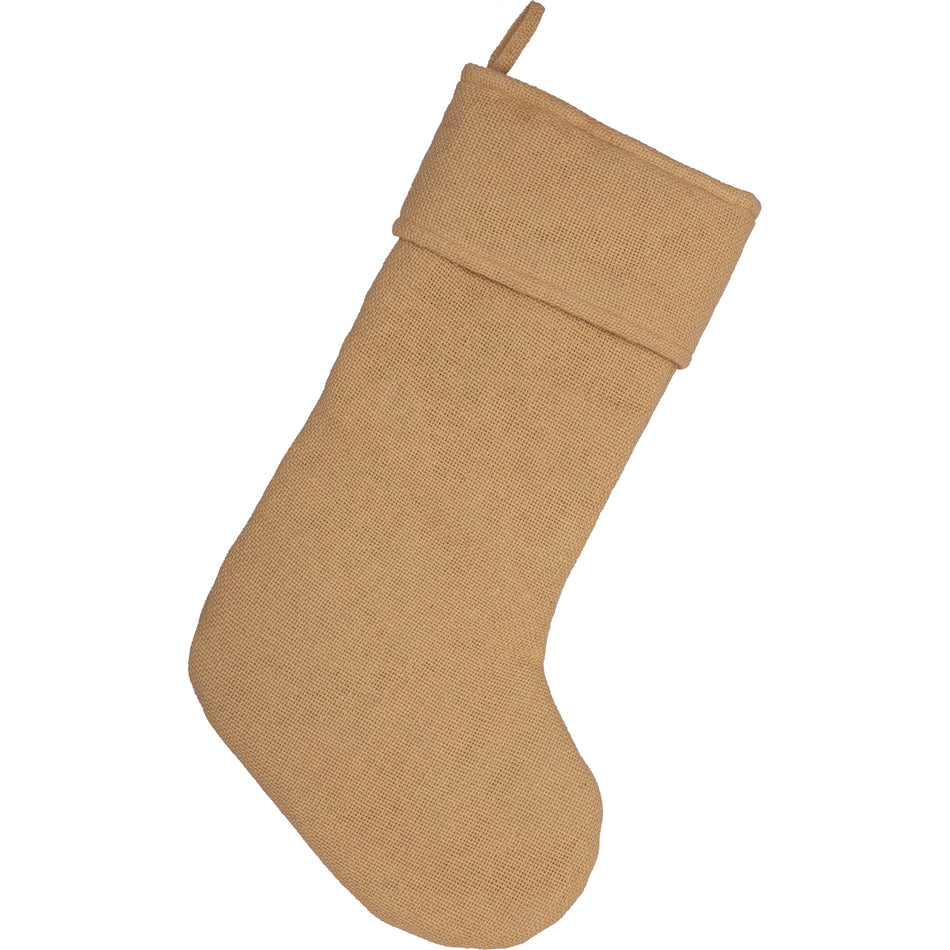 Seasons Crest Festive Natural Burlap Stocking 11x20 By VHC Brands