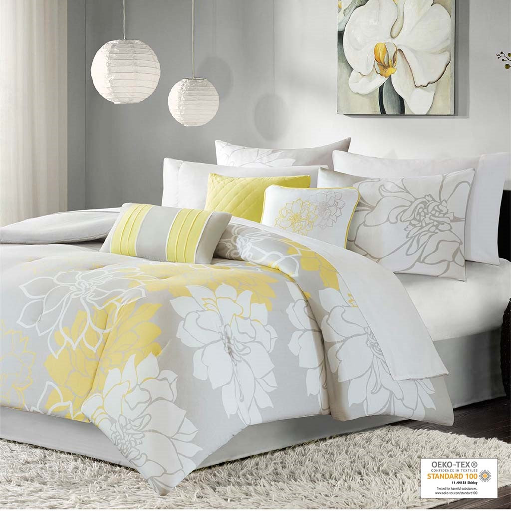 Madison Park Lola Comforter Set - Yellow - King Size