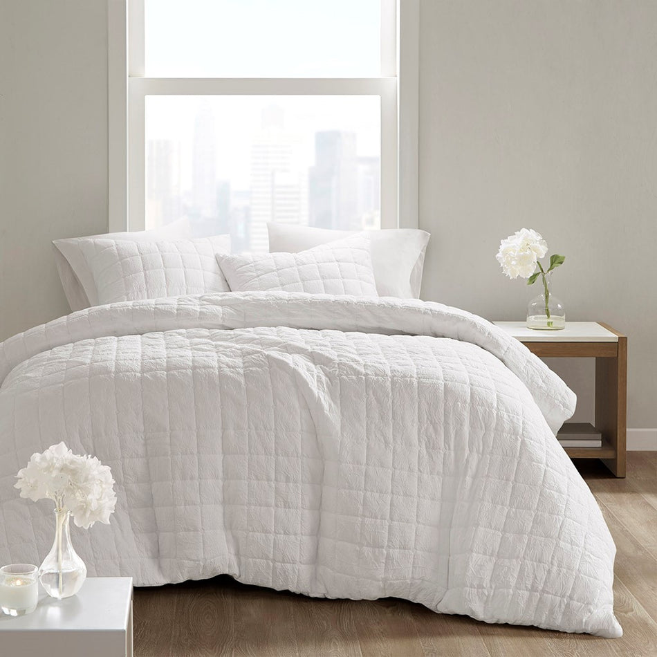 N Natori Cocoon 3 Piece Quilt Top Comforter Mini Set - White - Full Size / Queen Size