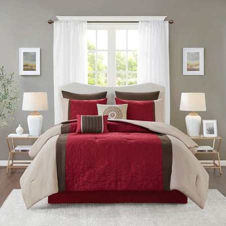 510 Design Arcadia 8 Piece Comforter Set - Red - Cal King Size