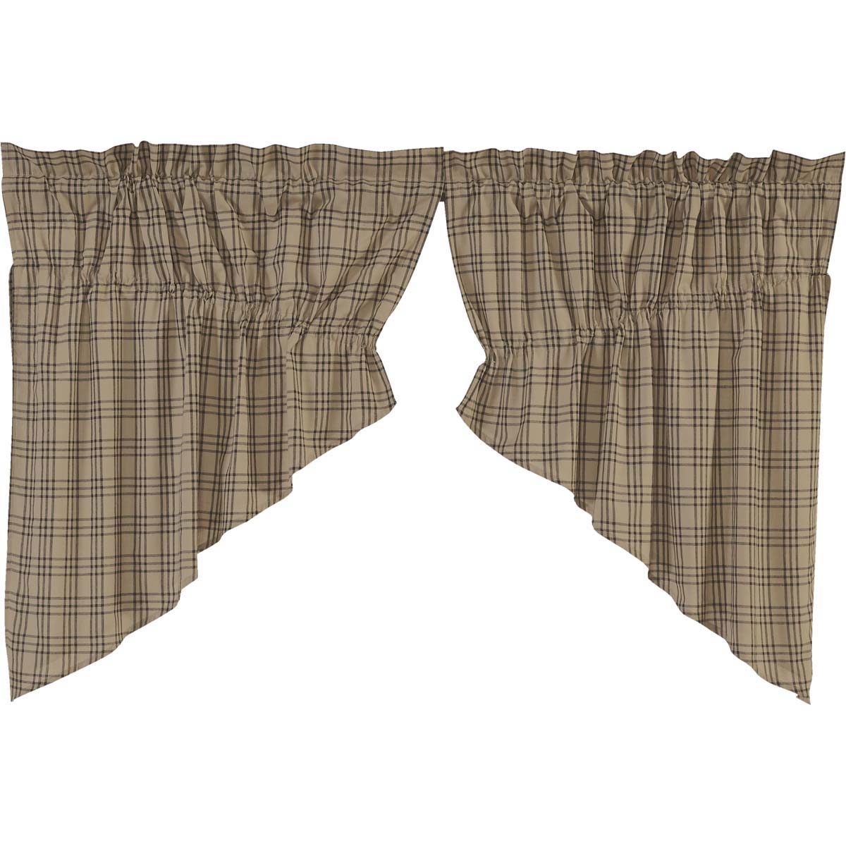 April & Olive Sawyer Mill Charcoal Plaid Prairie Swag Set of 2 36x36x18 By VHC Brands