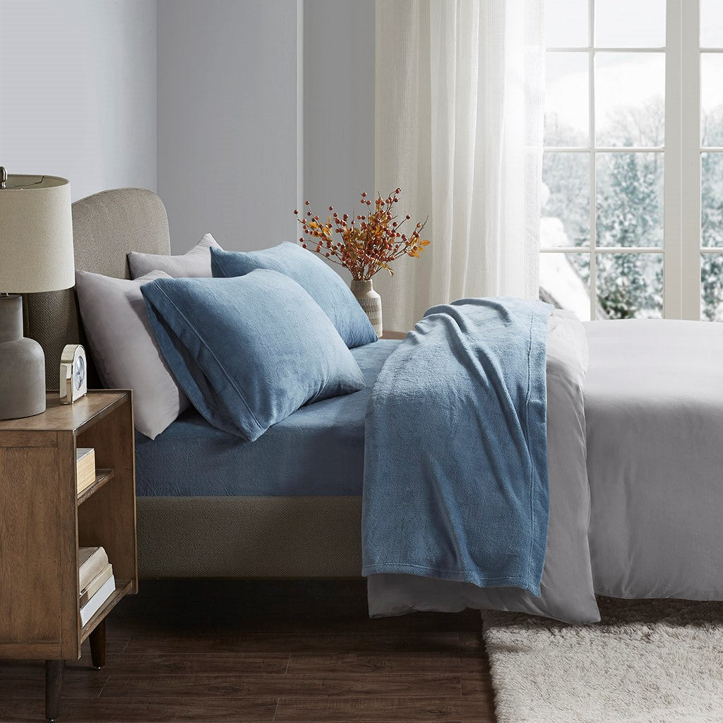 True North by Sleep Philosophy Soloft Plush Sheet Set - Blue - Twin Size