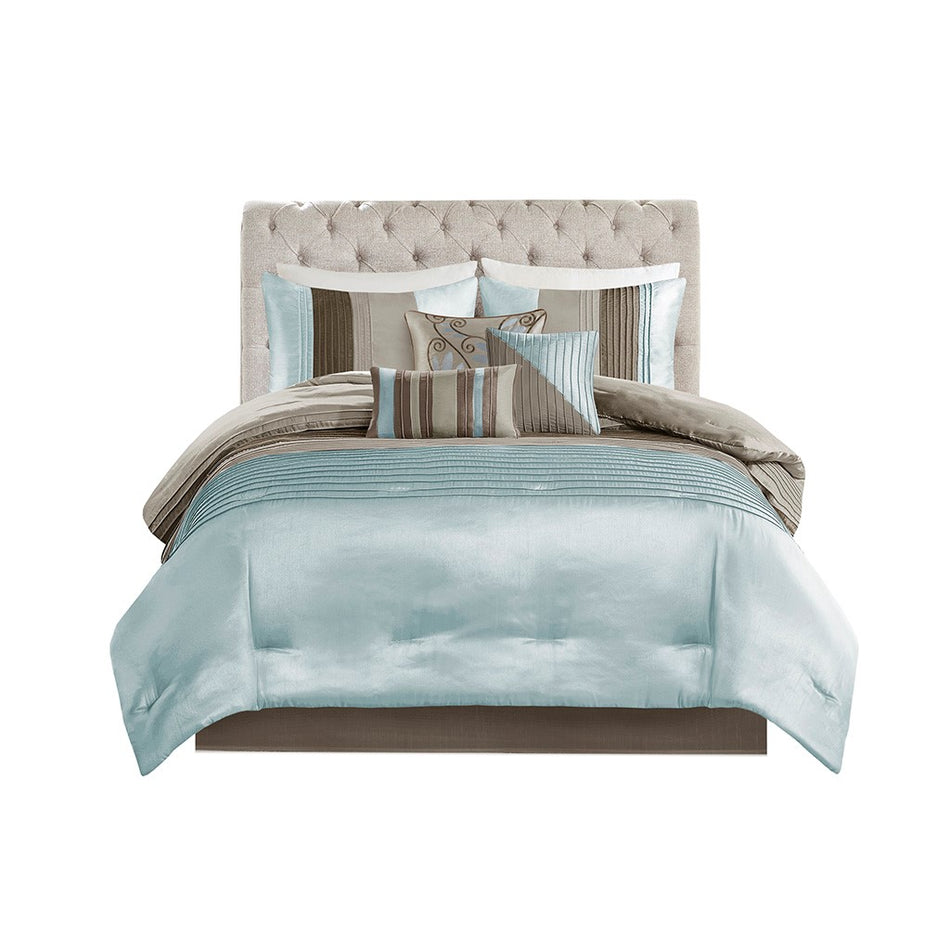 Amherst 7 Piece Comforter Set - Blue - Cal King Size