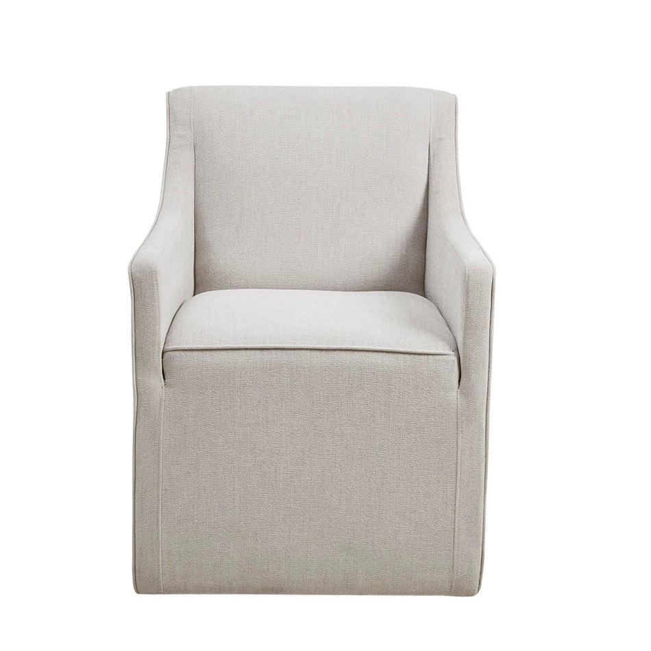 Charlotte Slipcover Dining Arm Chair with Casters - Grey